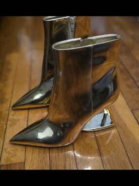 Gianni Bini Metallic Gold Pointed Ankle Booties